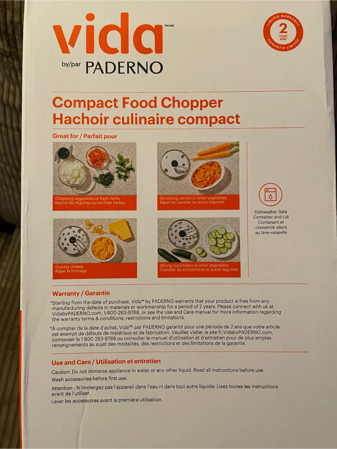 Vida by Paderno Compact Food Chopper