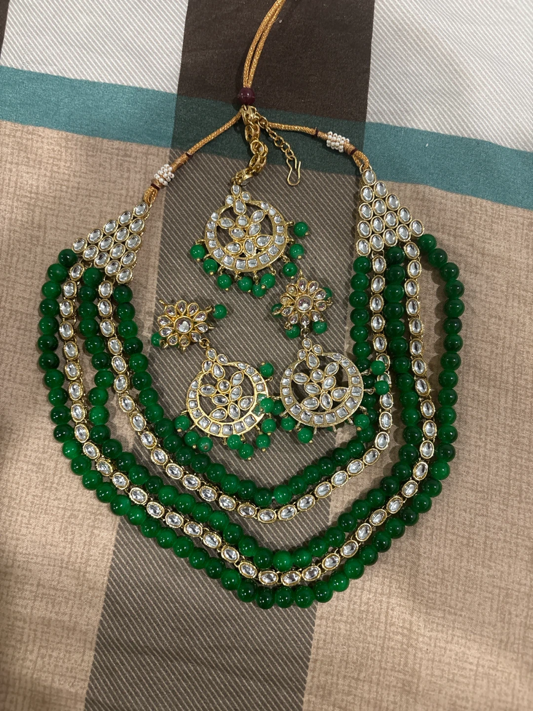 Green Beaded Necklace and Earring Set - photo 2