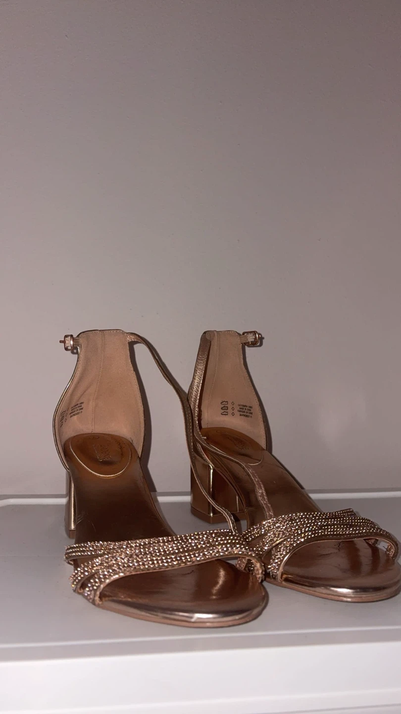 Rose Gold Embellished Block Heel Sandals - photo 2