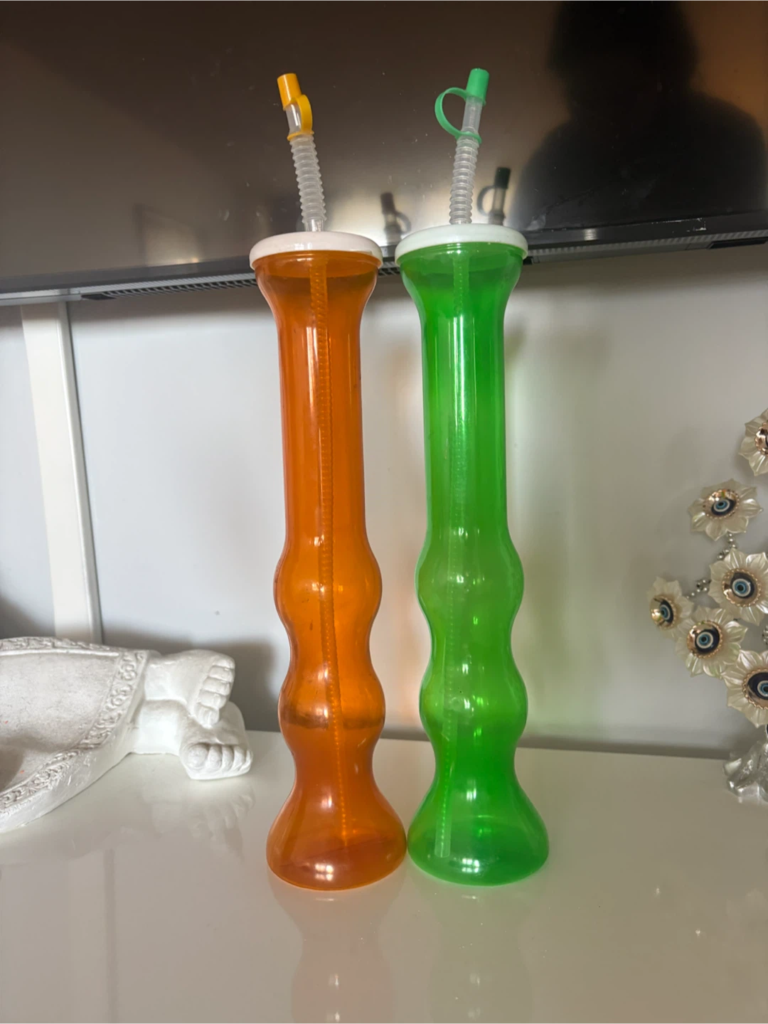 Set of 2 Tall Novelty Drink Cups with Straws - photo 2