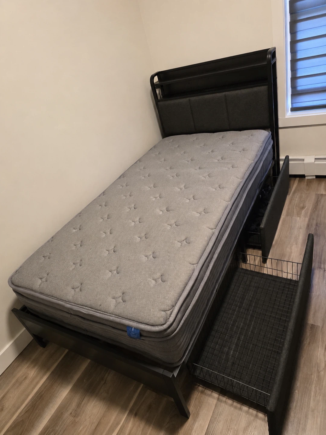 Twin Bed Frame with LED Lights and Storage Drawers - photo 3