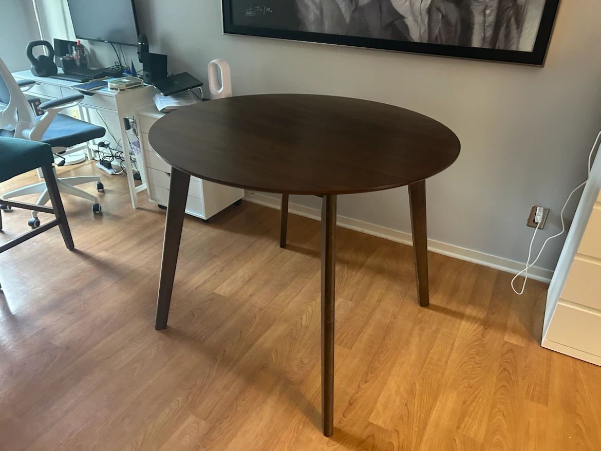Bobs discount furniture dark brown table with chairs - photo 3