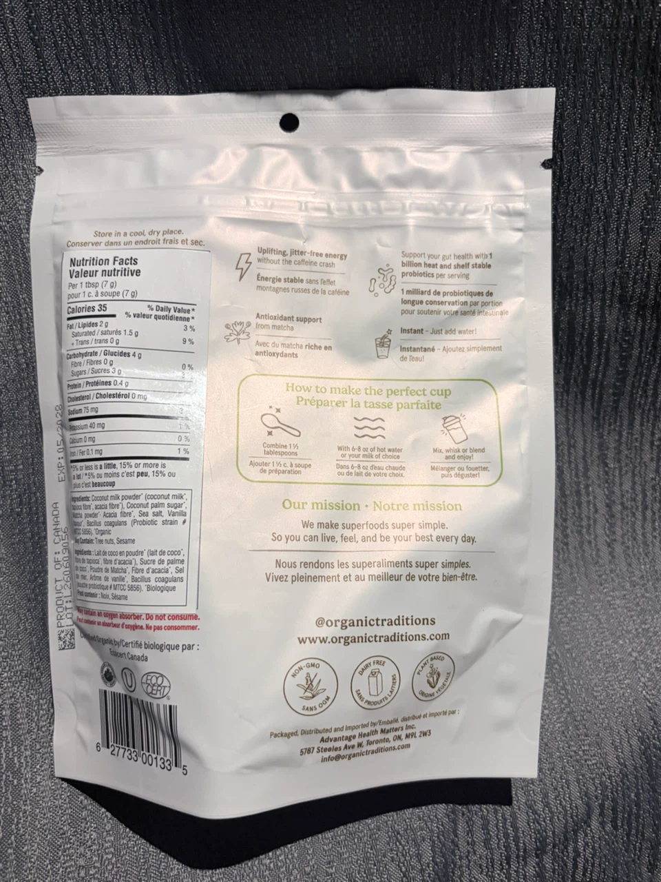 Organic Traditions Matcha Latte Mix 150g - photo 2