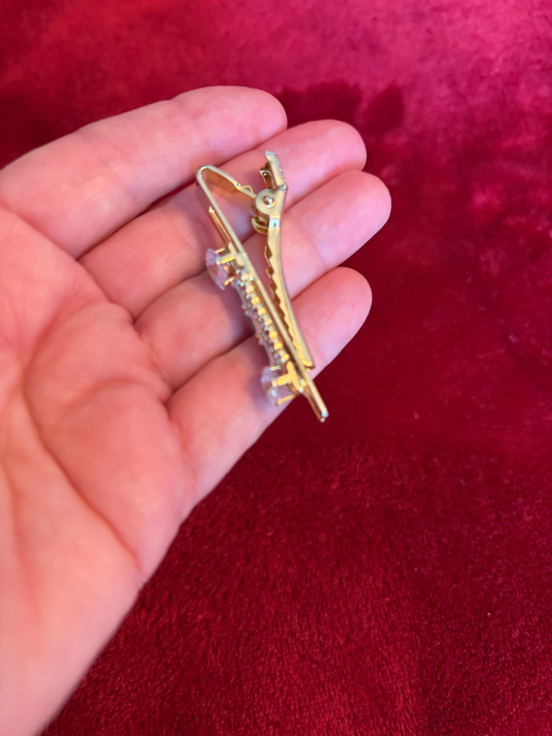 Gold-tone Barrette with Rhinestones