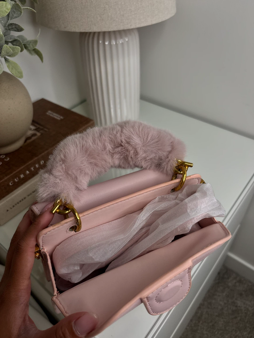 Charles & Keith Pink Faux Fur Handle Bag - photo 3