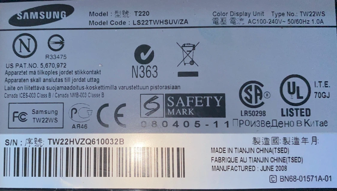 Samsung SyncMaster T220 22″ LCD Monitor – DVI/VGA - photo 3