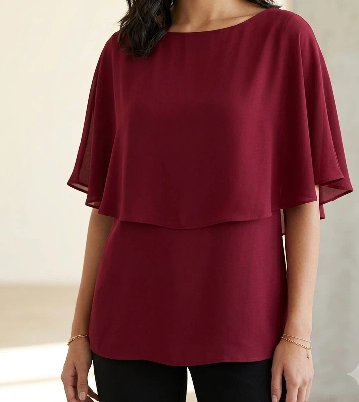 Suzy Shier Fuchsia Layered Blouse