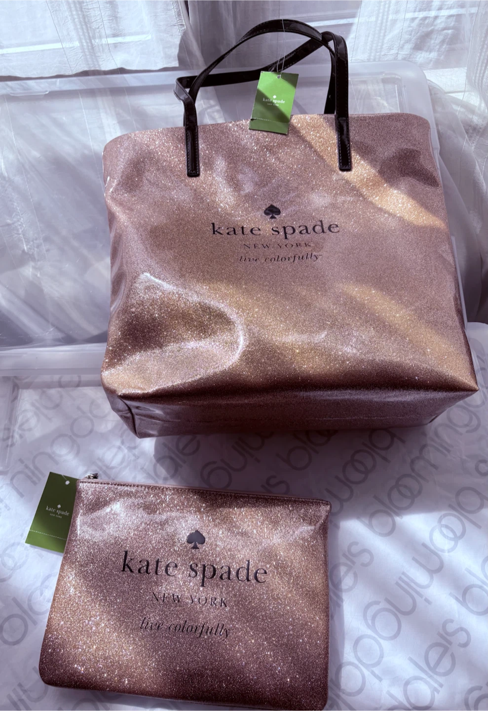 Kate Spade Glitter Tote Bag with Pouch