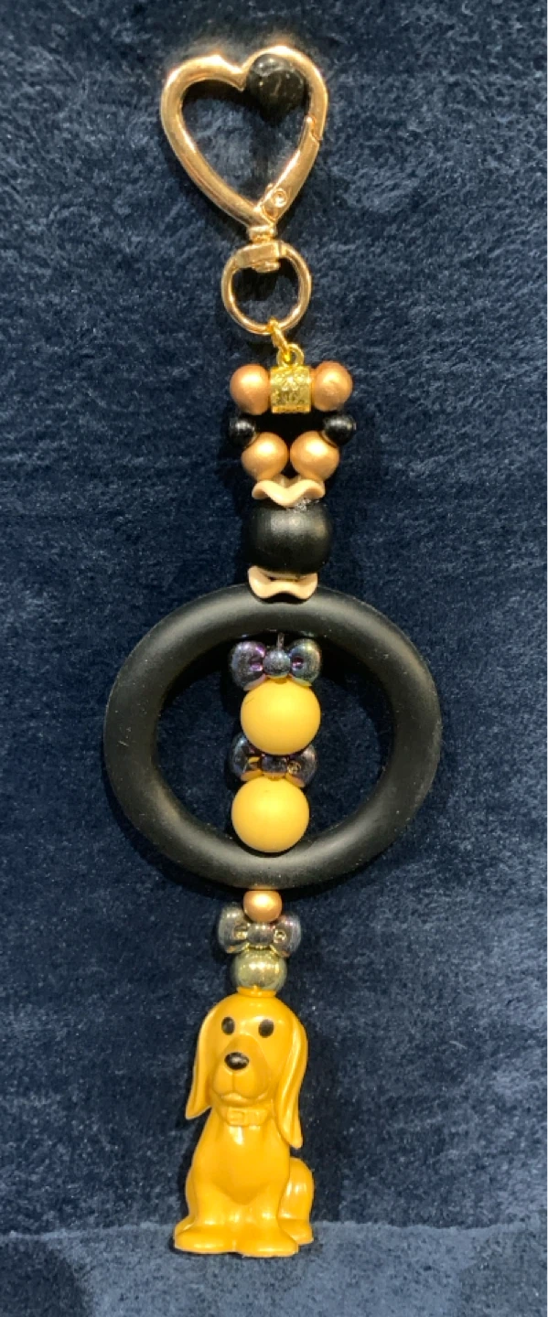 Dog Charm Beaded Keychain
