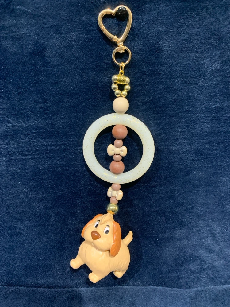 Dog Keychain with Ring Charm