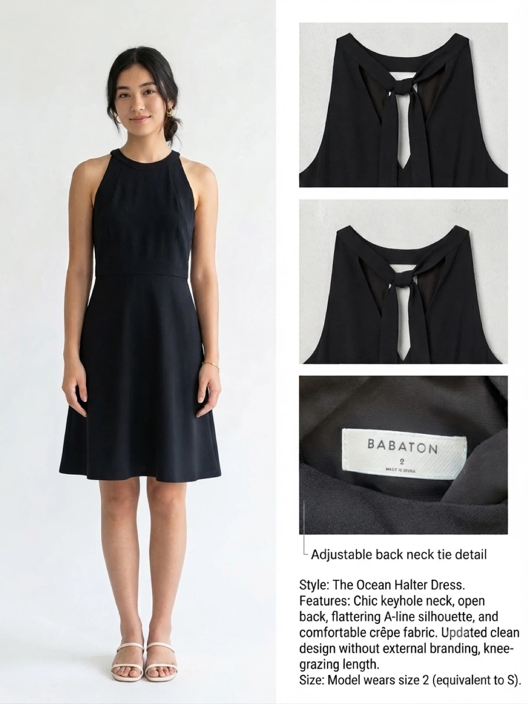 BABATON The Ocean Halter Dress - Black - Size 2 (S)