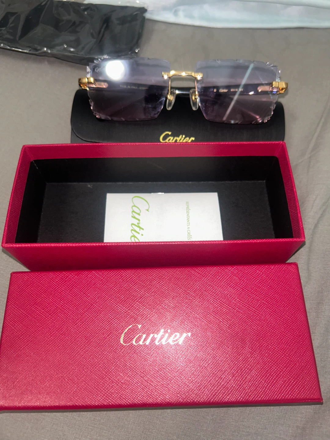 cartier diamond cut glasses cotten candy gradient