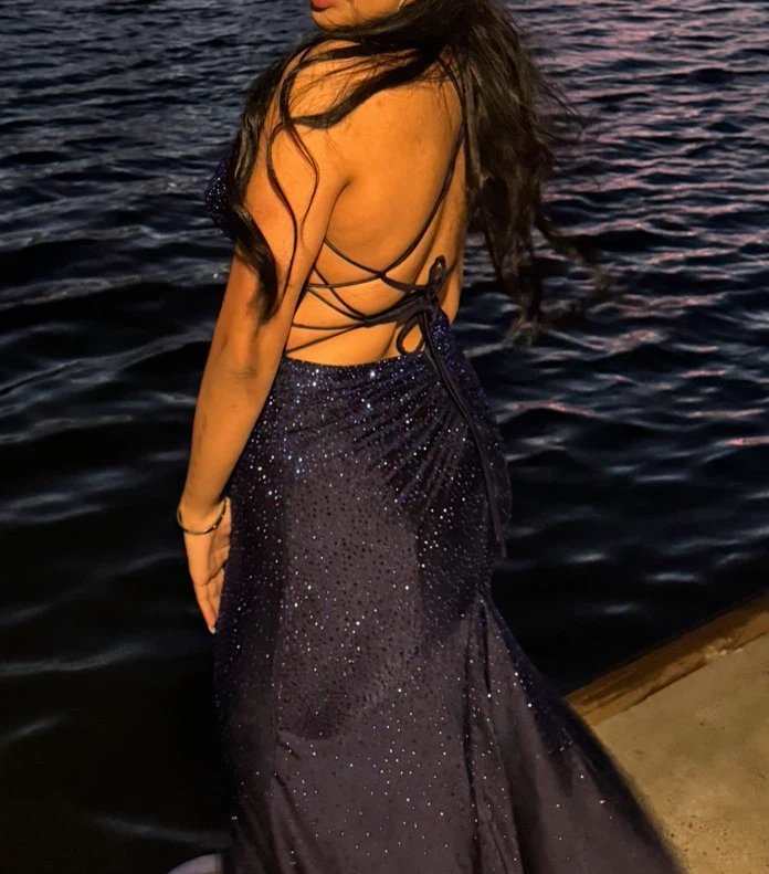 Navy Blue Sparkly Mermaid Prom Dress - photo 4