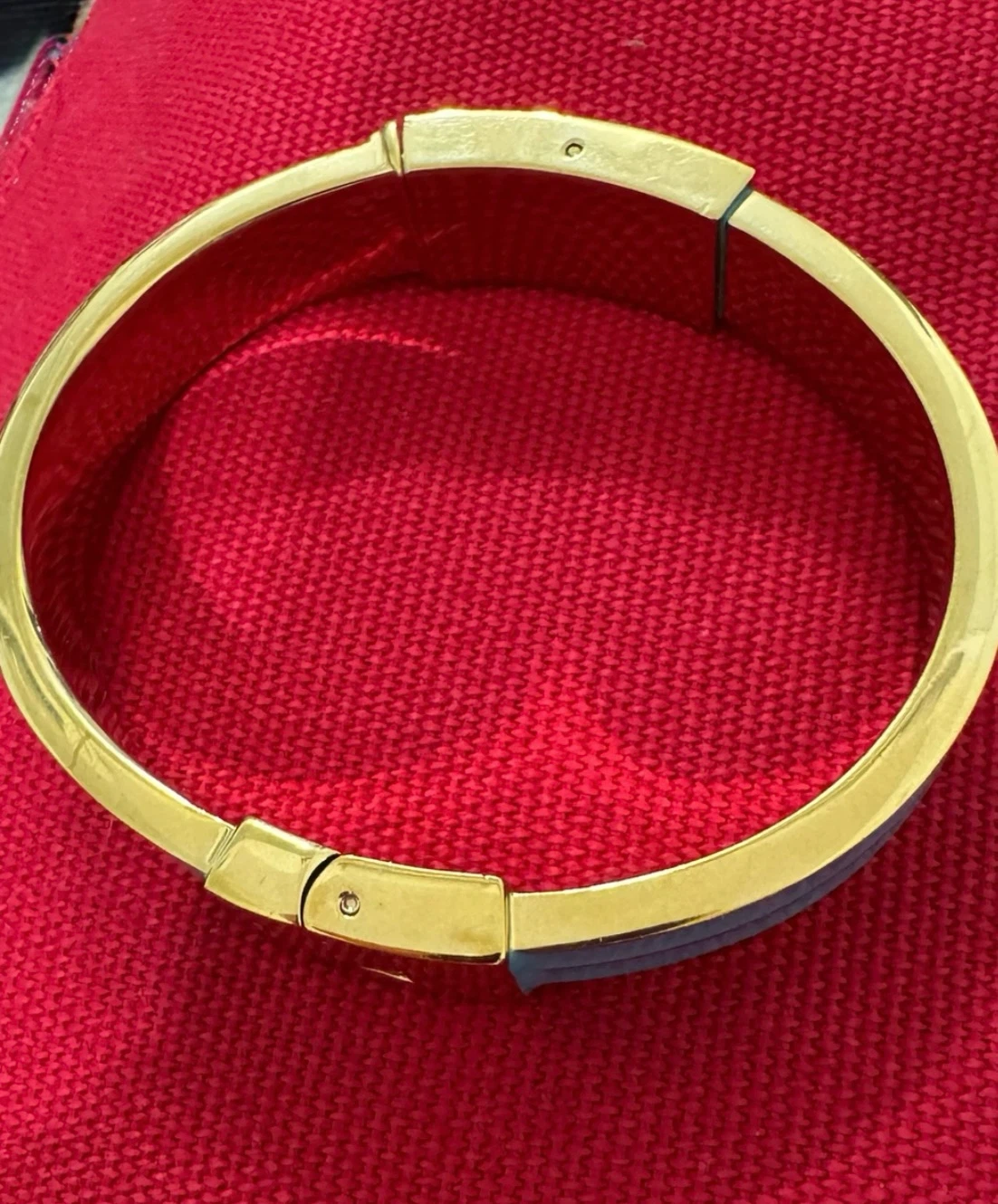 Michael Kors Gold Tone & Blue Enamel Hinged Bangle Bracelet - photo 3