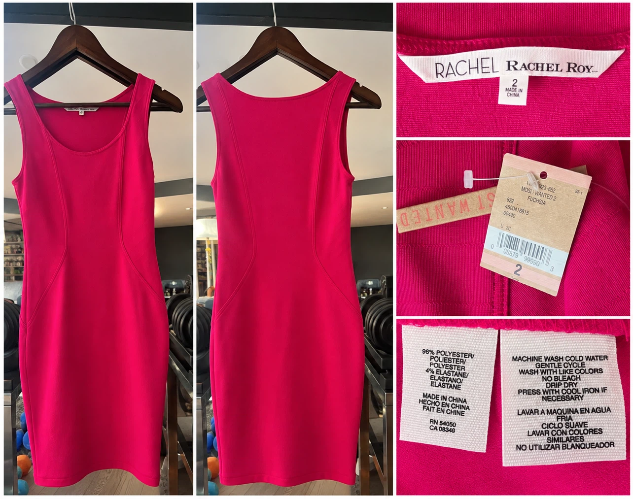 NWT RACHEL Rachel Roy Fuchsia Bandage Sheath Dress  Size 2 - photo 2