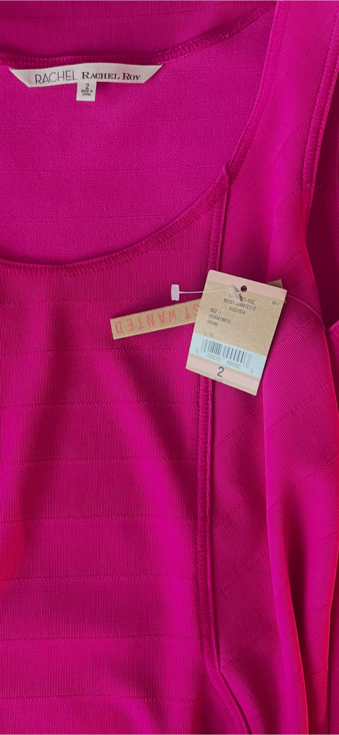 NWT RACHEL Rachel Roy Fuchsia Bandage Sheath Dress  Size 2 - photo 3