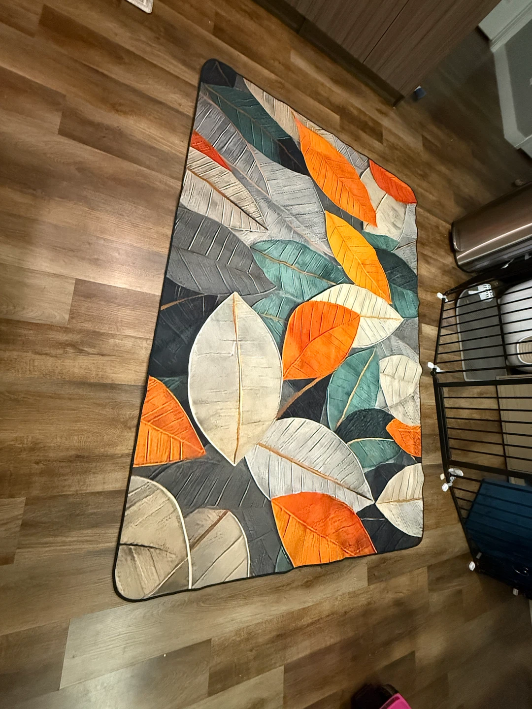 Leaf Print Area Rug