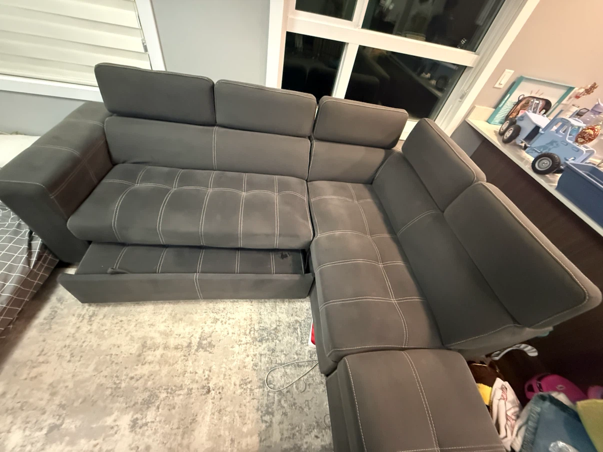 Gray Sectional Sofa with Pull-out Bed