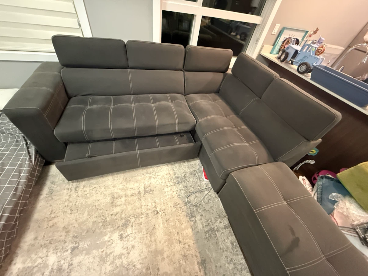 Gray Sectional Sofa with Pull-out Bed - photo 3