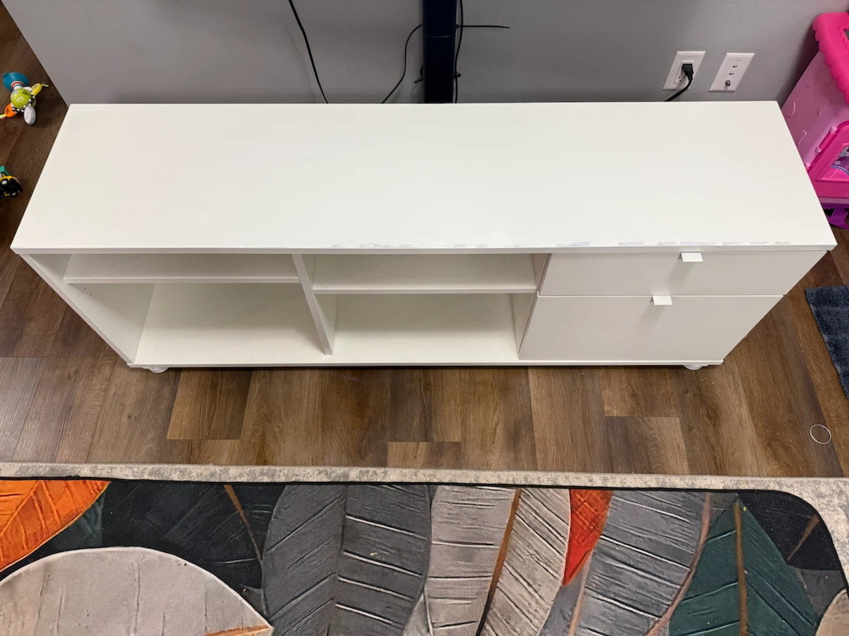 White TV Stand with Drawers and Shelves - photo 2