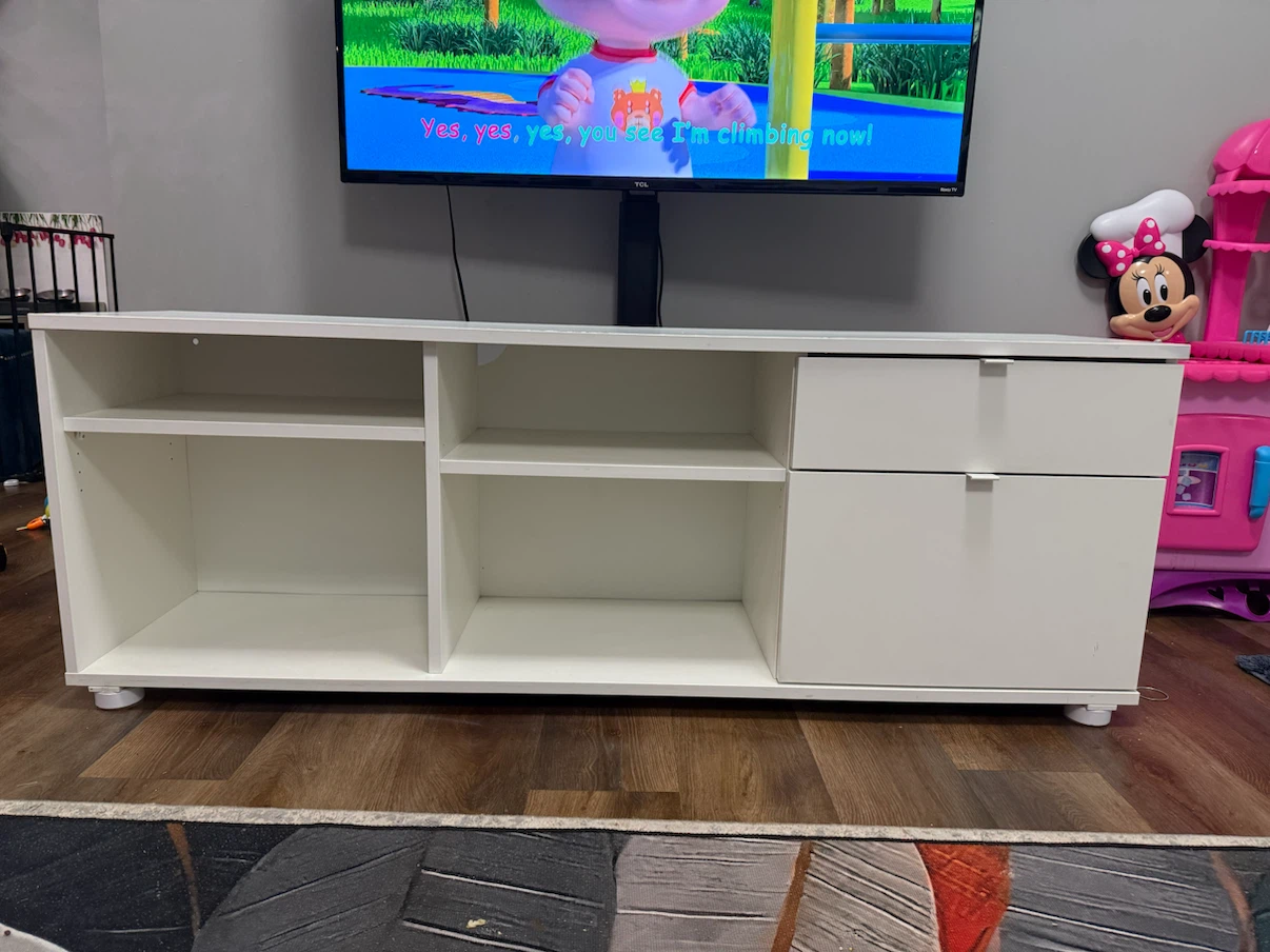 White TV Stand with Drawers and Shelves - photo 3