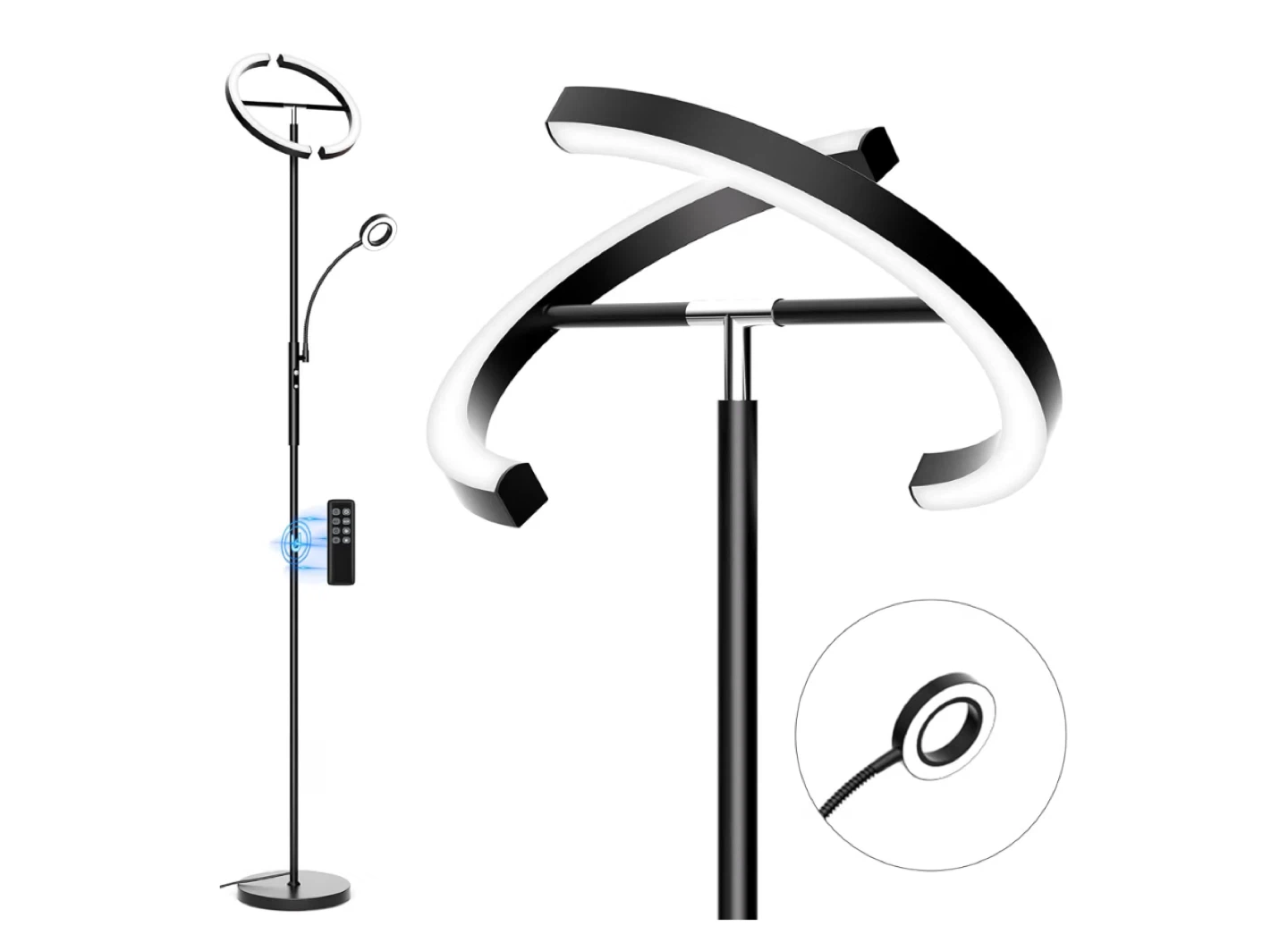 Modern LED Floor Lamp with Reading Light - Black