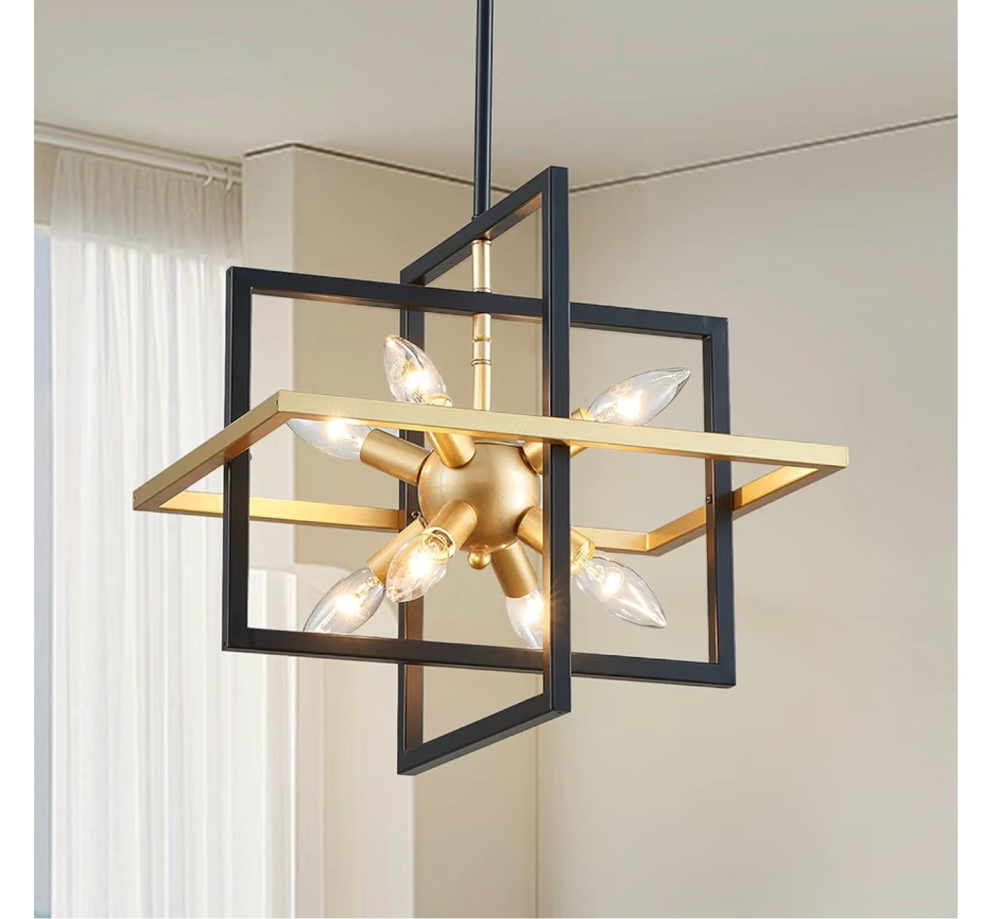 Majhoiw Geometric Modern Chandelier - 8 Lights, Black and Gold - photo 2