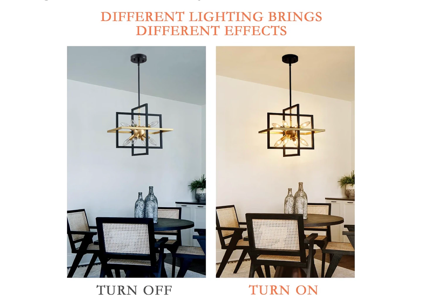 Majhoiw Geometric Modern Chandelier - 8 Lights, Black and Gold - photo 5