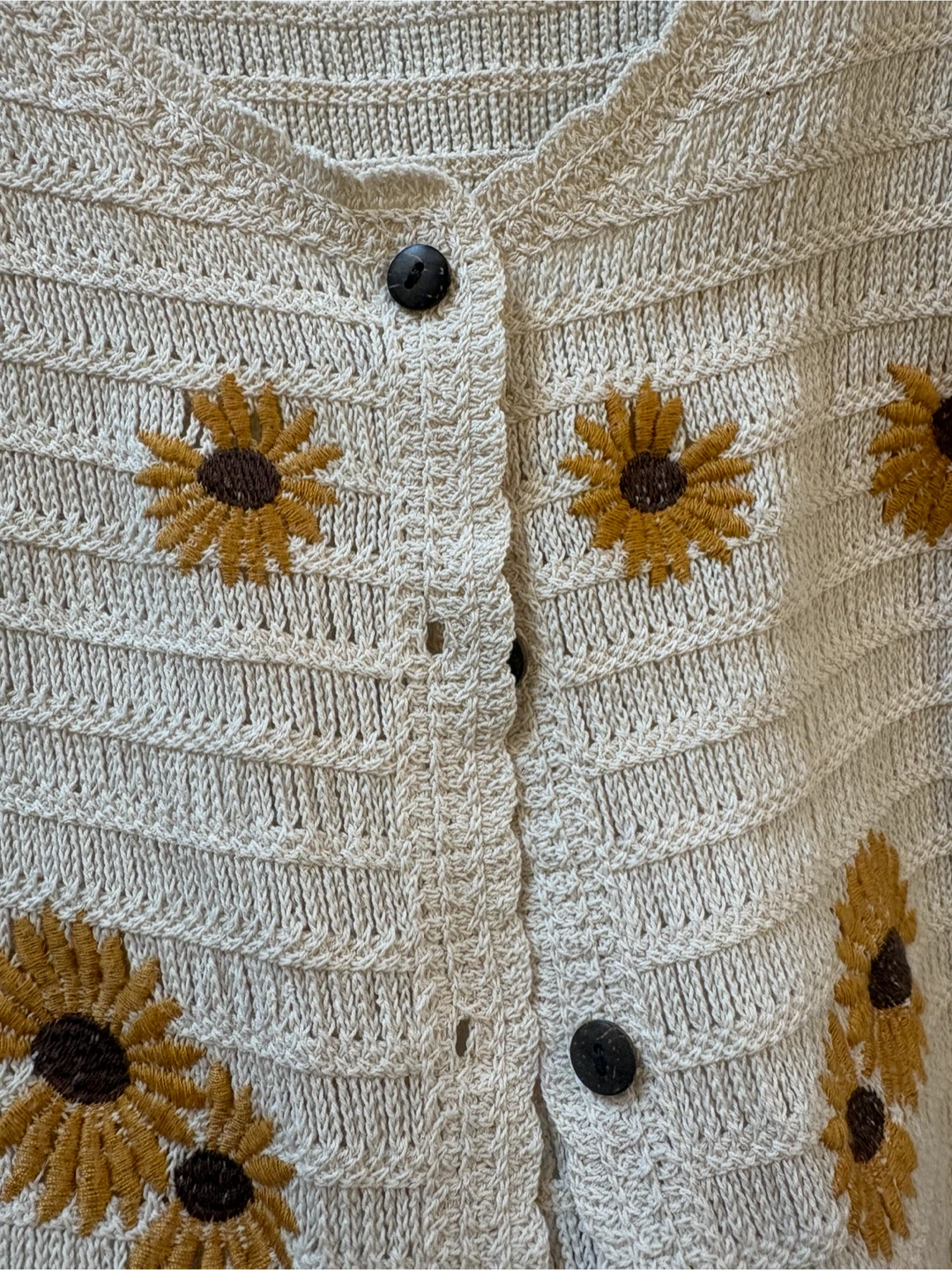 Cream Crochet Sunflower Cardigan XL - photo 2