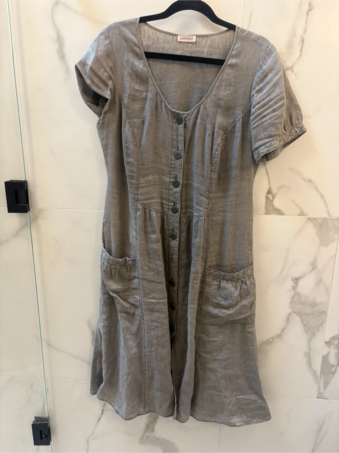 Linen Button-Up Dress (L)