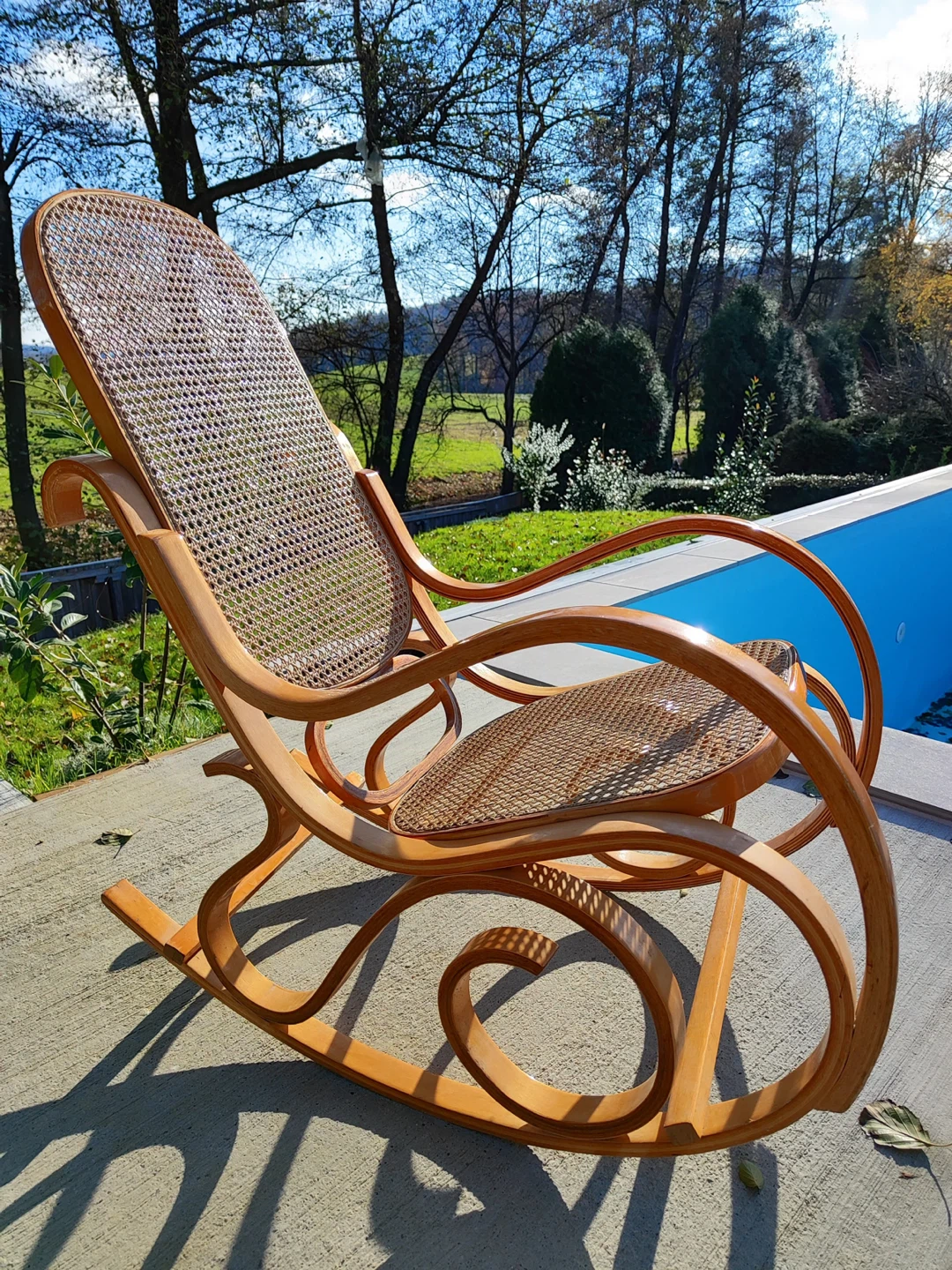 Vintage Wood and Cane Rocking Chair