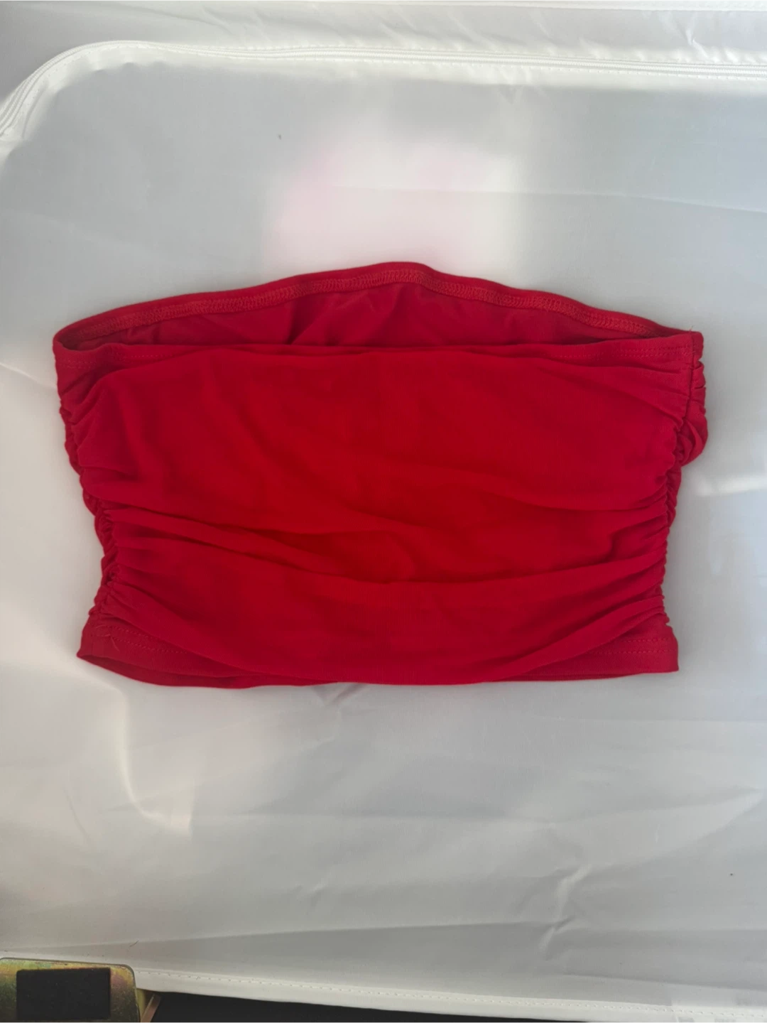 Red Ruched Bandeau Top - M - photo 2