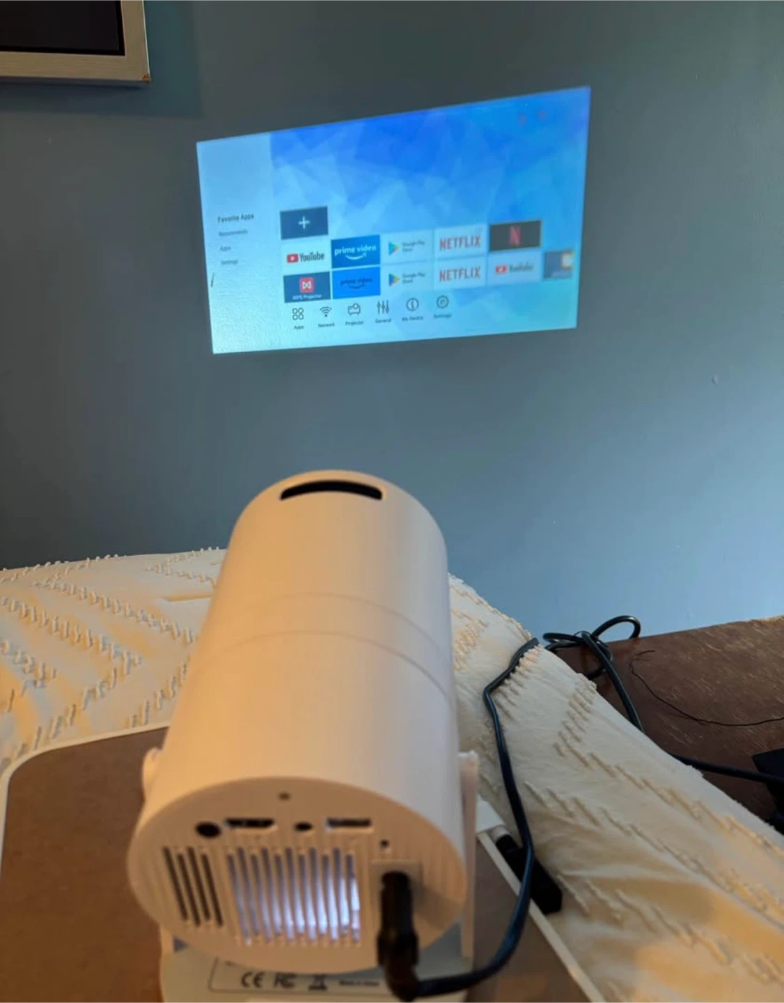 White Portable Projector with Remote, 100" - photo 2
