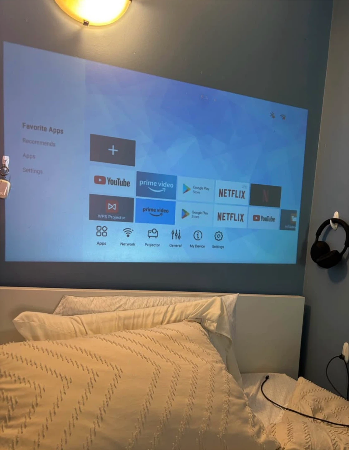 White Portable Projector with Remote, 100"