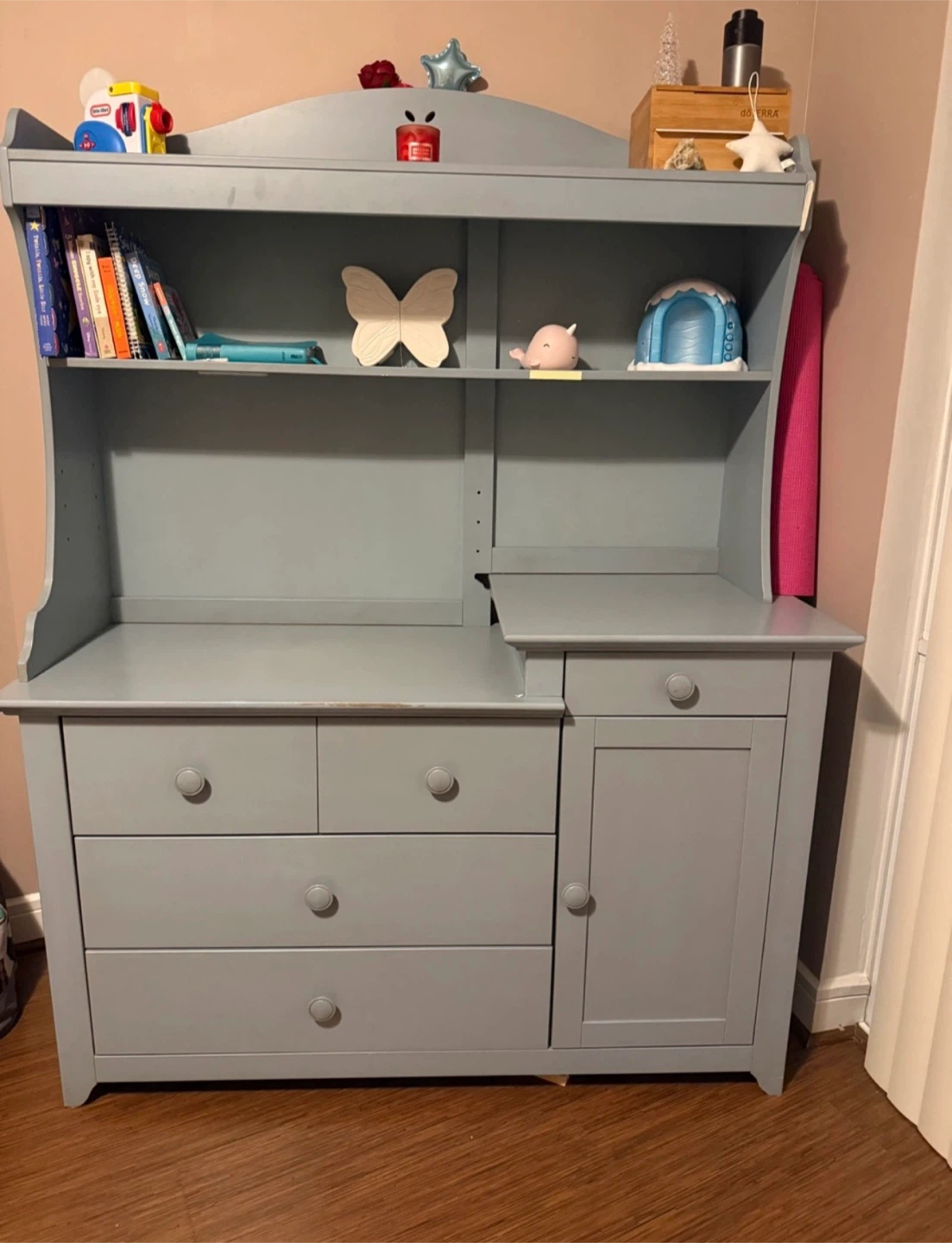 Grey Changing Table with Hutch