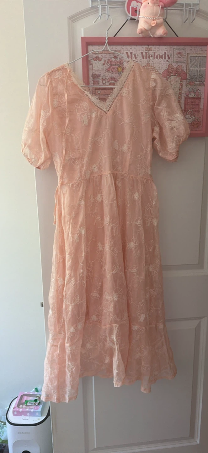 Peach Embroidered Midi Dress - photo 2