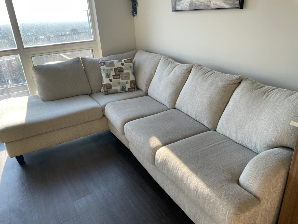 3-Piece Fabric Sectional Sofa with Wood Legs