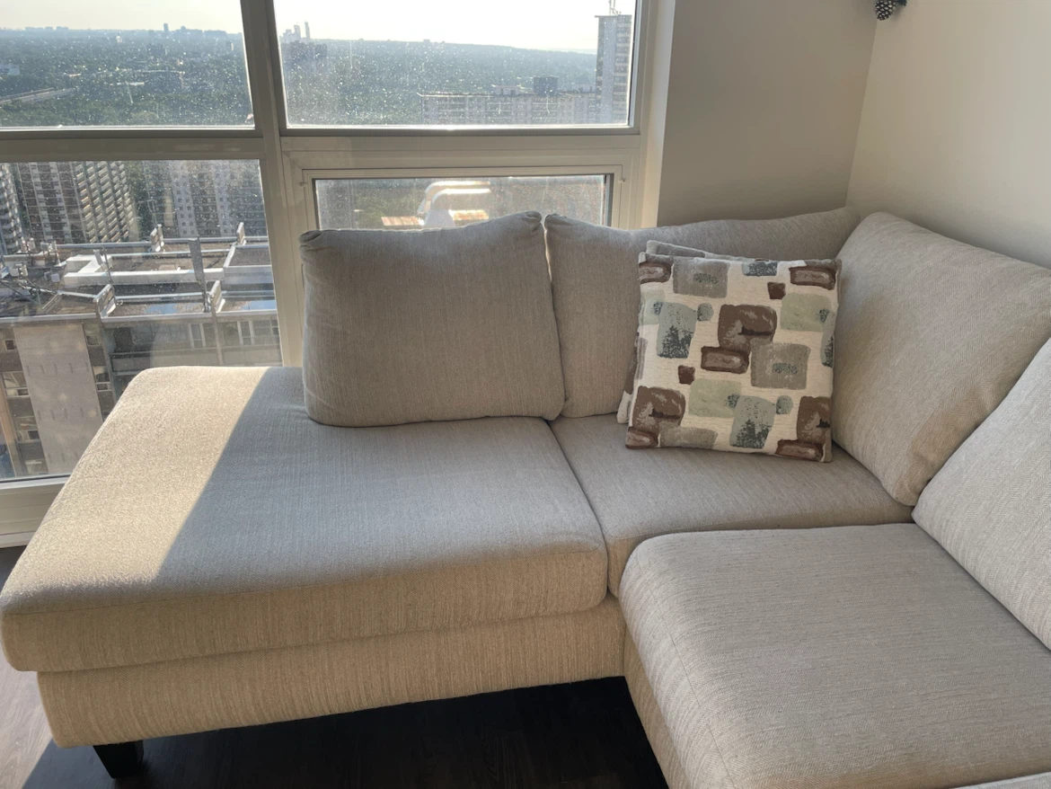 3-Piece Fabric Sectional Sofa with Wood Legs - photo 3