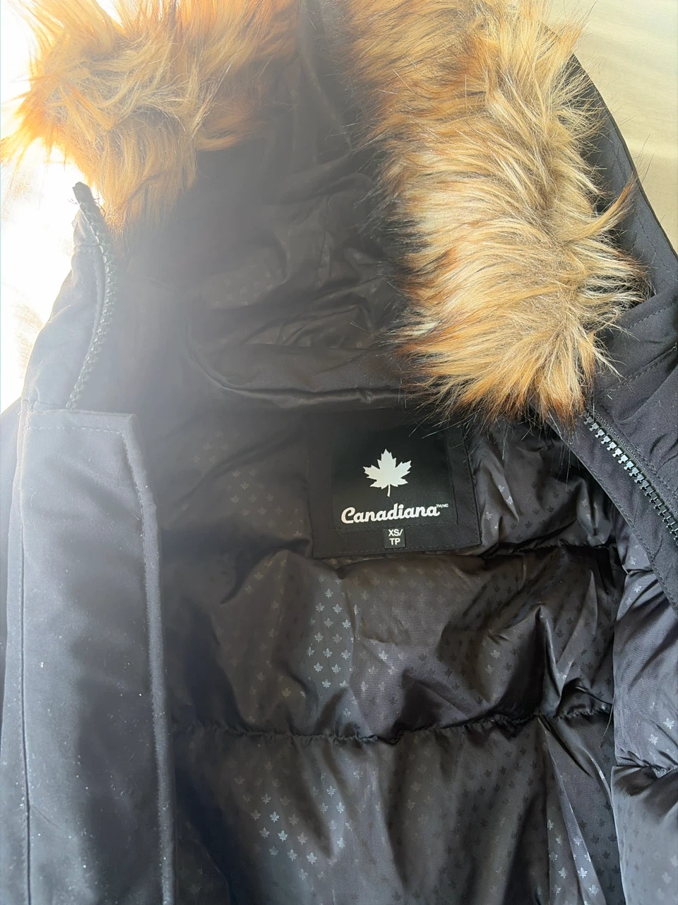 Canadiana Black Parka with Fur Hood