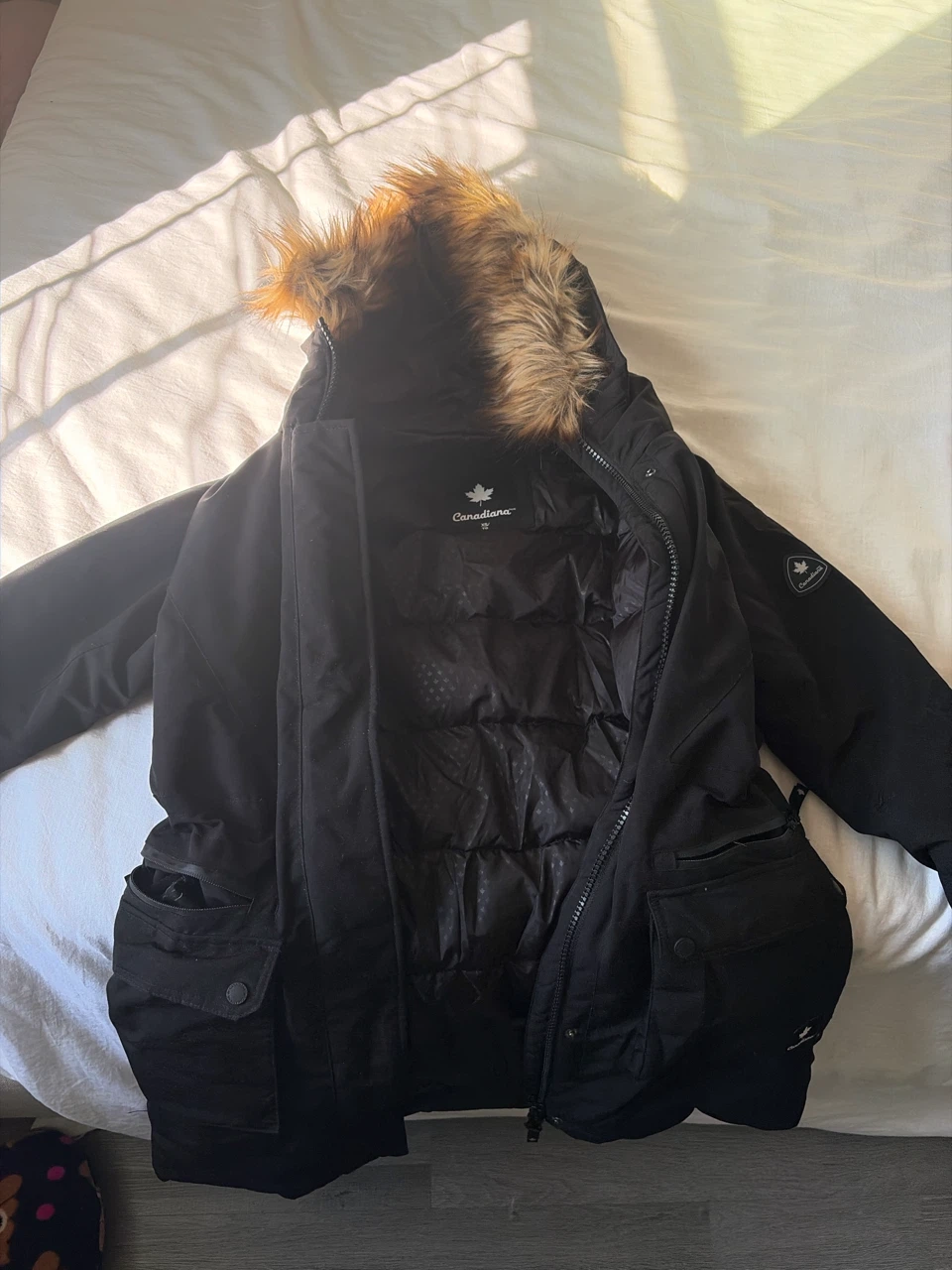 Canadiana Black Parka with Fur Hood - photo 2