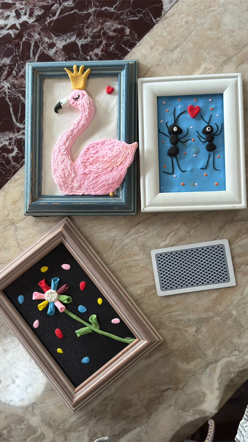 Framed Ant & Heart Clay Art