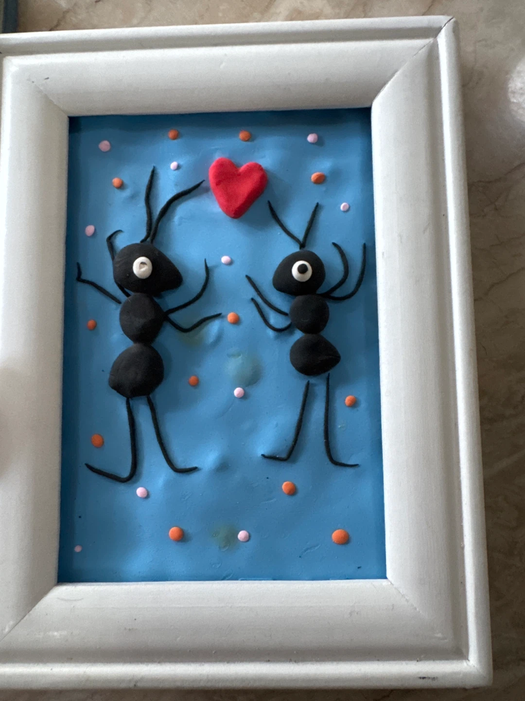 Framed Ant & Heart Clay Art - photo 2