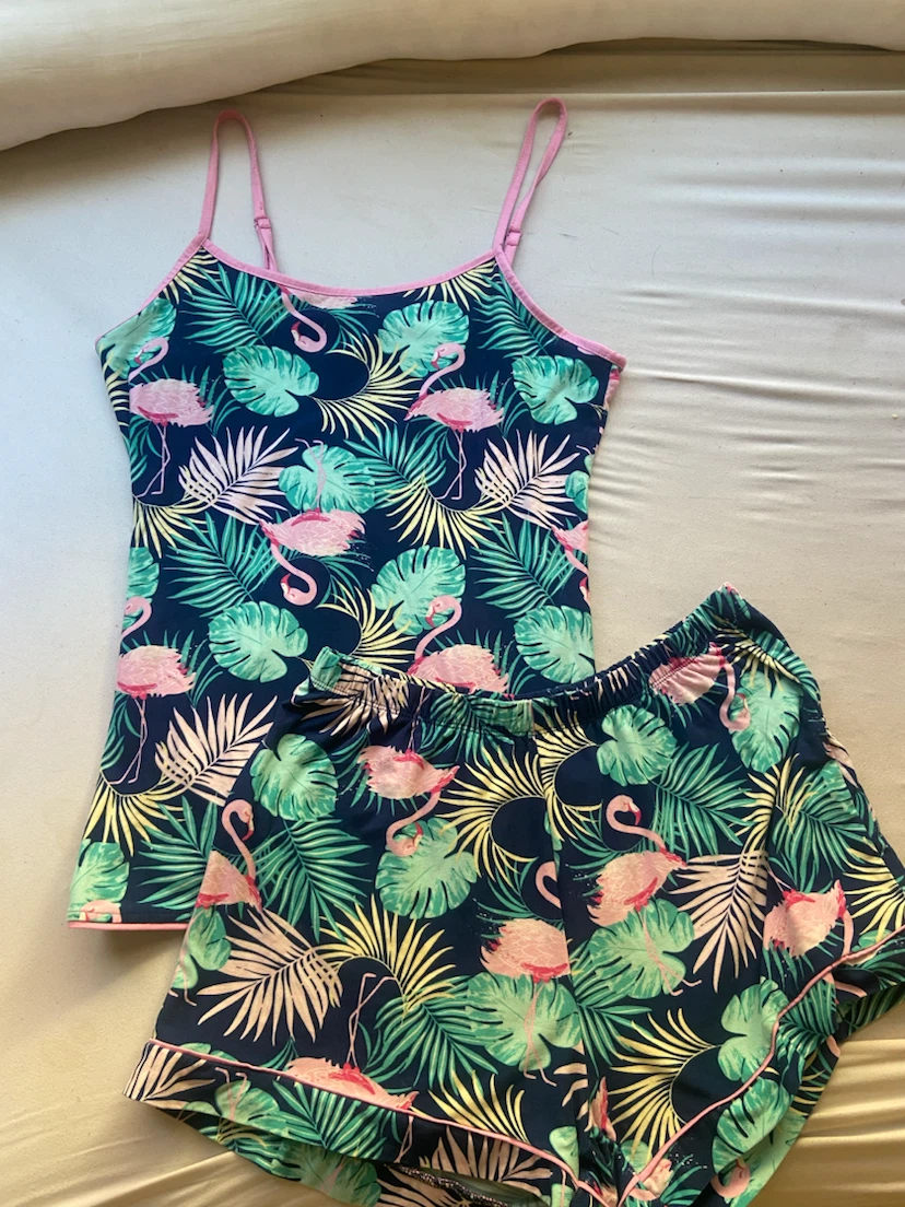 Flamingo Palm Print Pajama Set