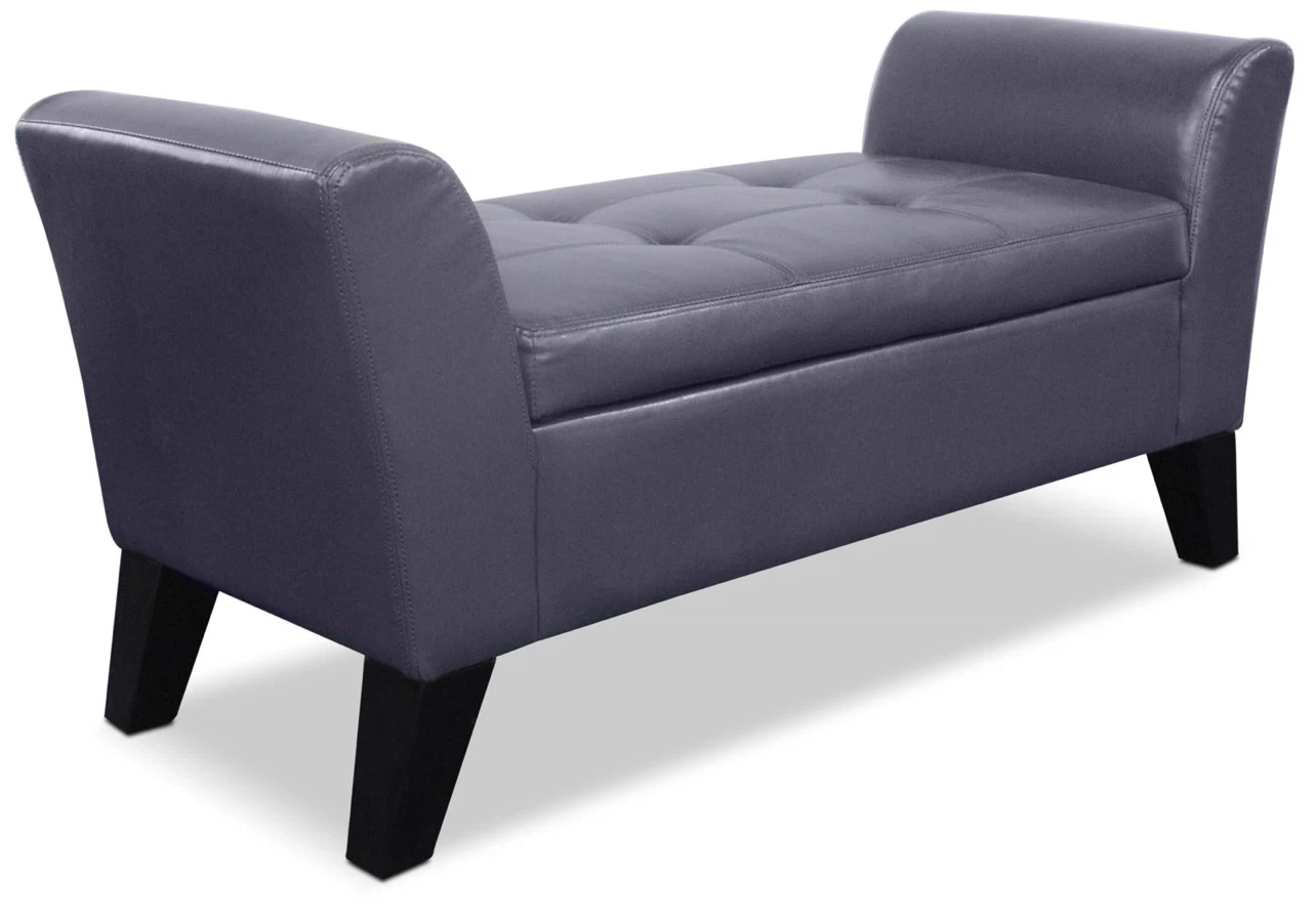 Grey Faux Leather Storage Bench