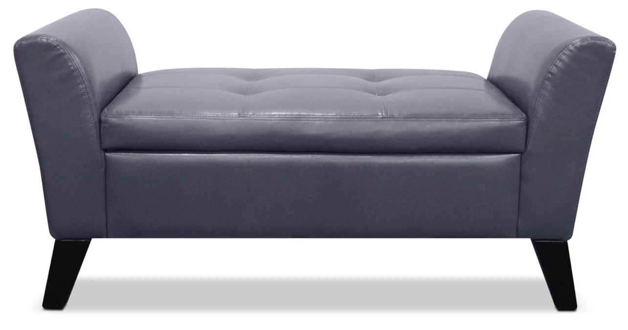 Grey Faux Leather Storage Bench - photo 2