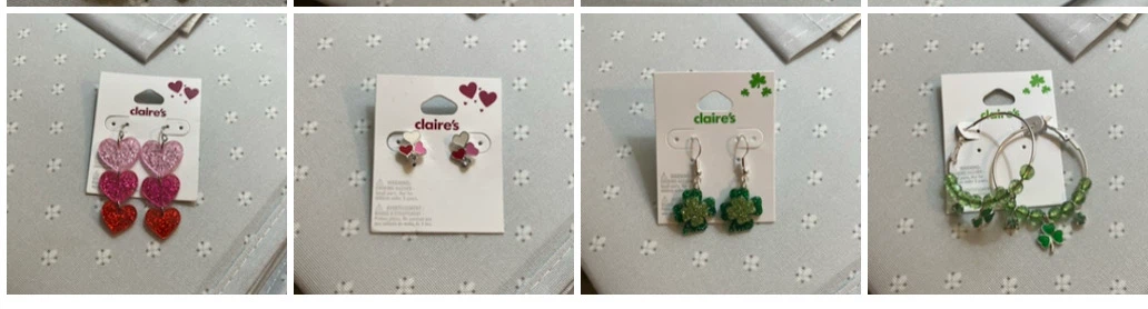 Claire's Heart & Shamrock Earrings-price of Each