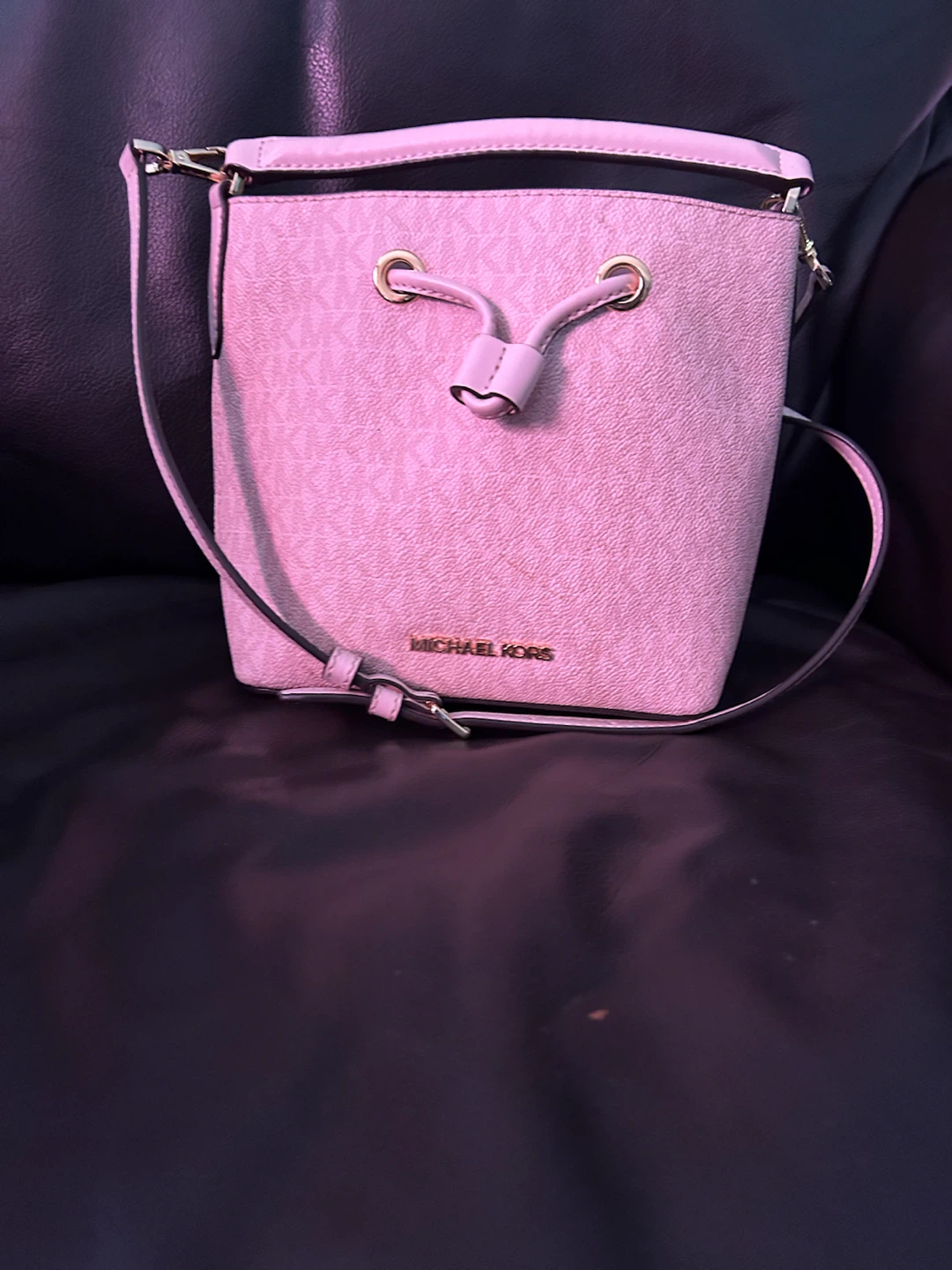 Michael Kors Pink MK Signature Bucket Bag