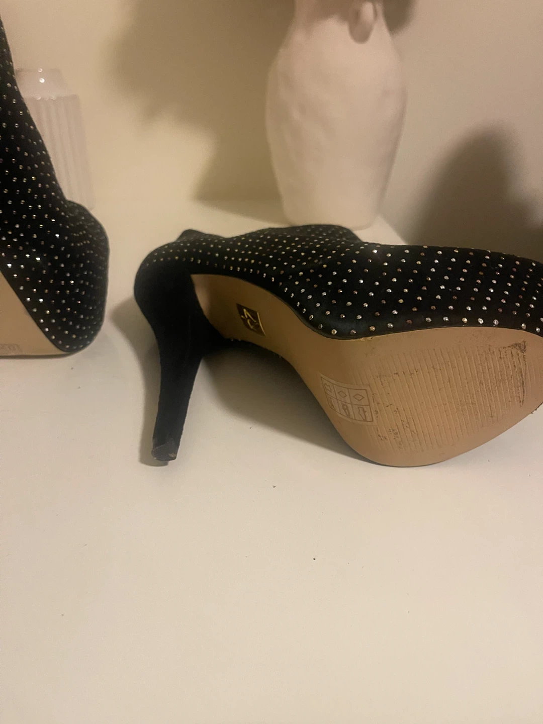 Truth or Dare by Madonna Black Studded Peep Toe Heels - photo 3
