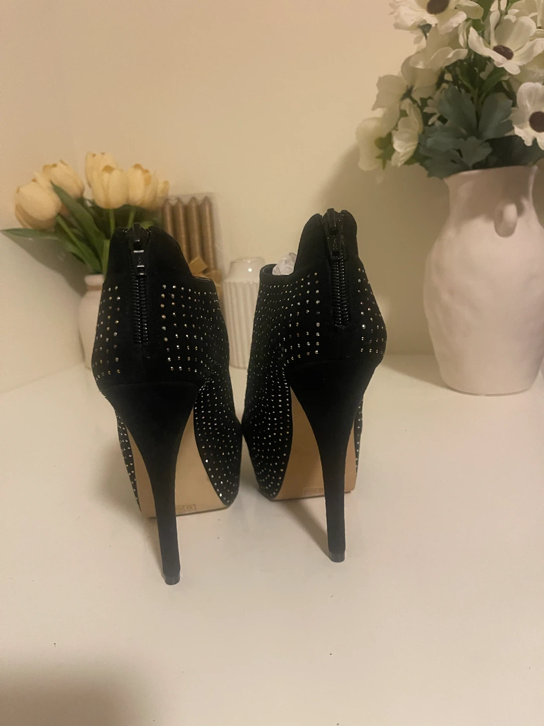 Truth or Dare by Madonna Black Studded Peep Toe Heels - photo 5