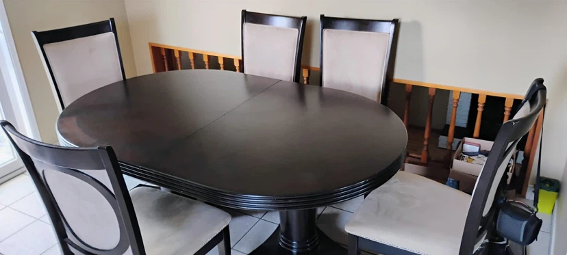 Dark Wood Dining Table with 5 Chairs - photo 2